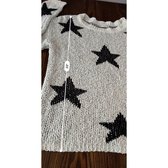 Altar'd State Women's Sweater Small/Medium White Black Stars Crew Neck Pullover - Picture 5 of 16